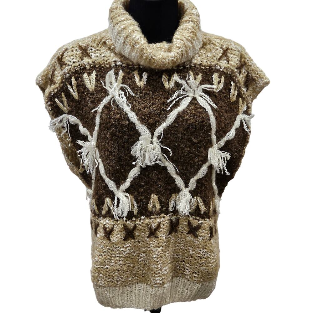 Vintage Wool Blend Sleeveless Sweater Vest Medium Textured Art to Wear 80s Boho